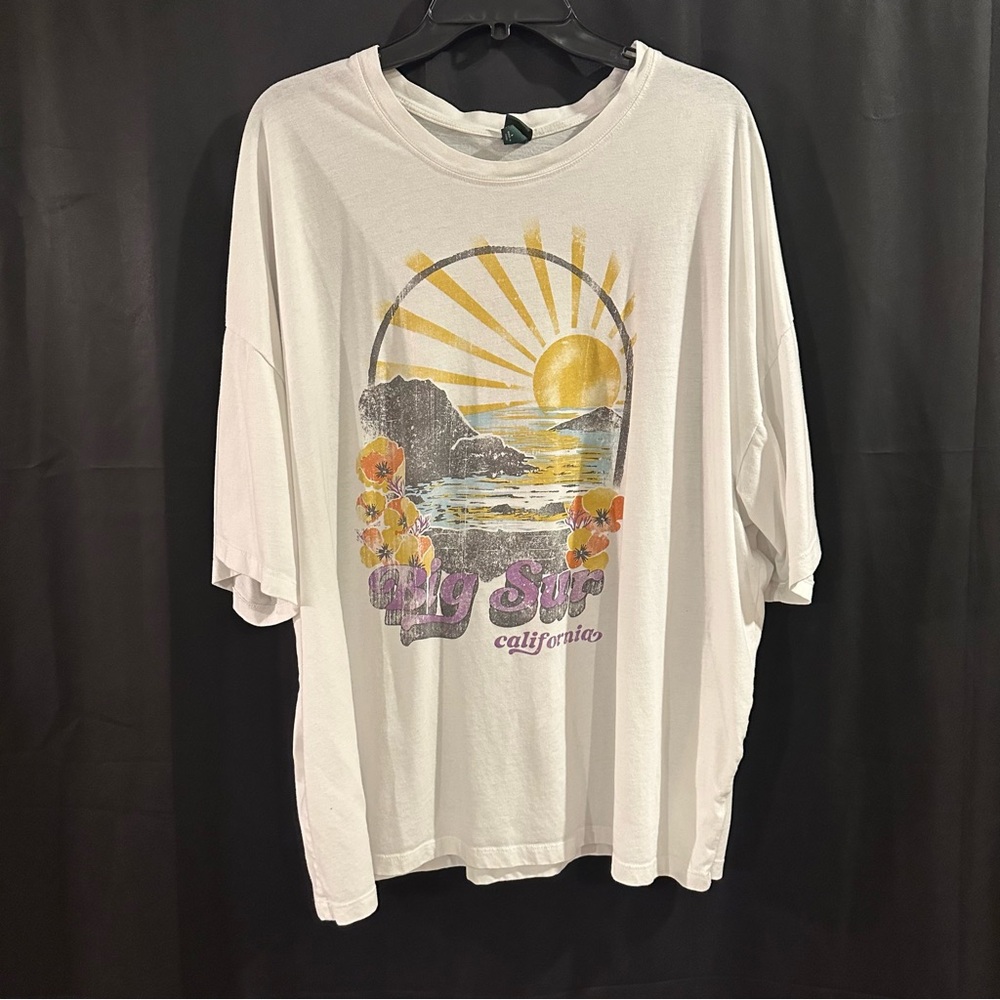 White Big Surf California cool oversized Graphic T-Shirt